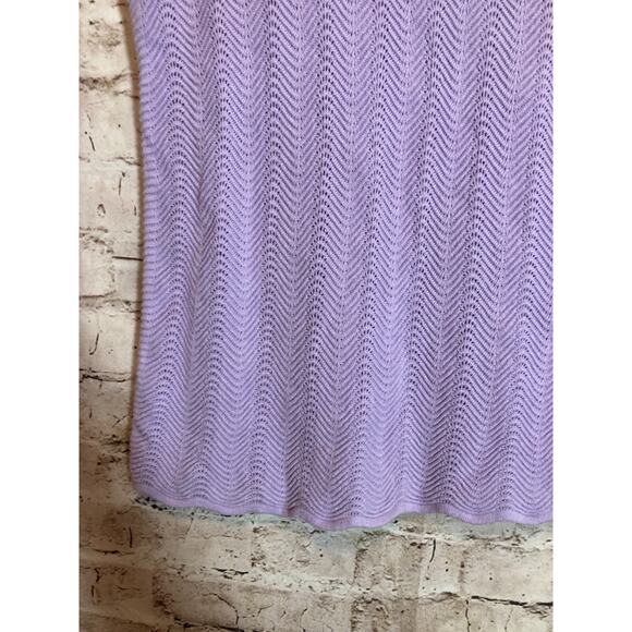 Burgess Top Women Large Silk Blend Lavender Open Knit Beachy Coquette Soft Girl - Picture 4 of 11